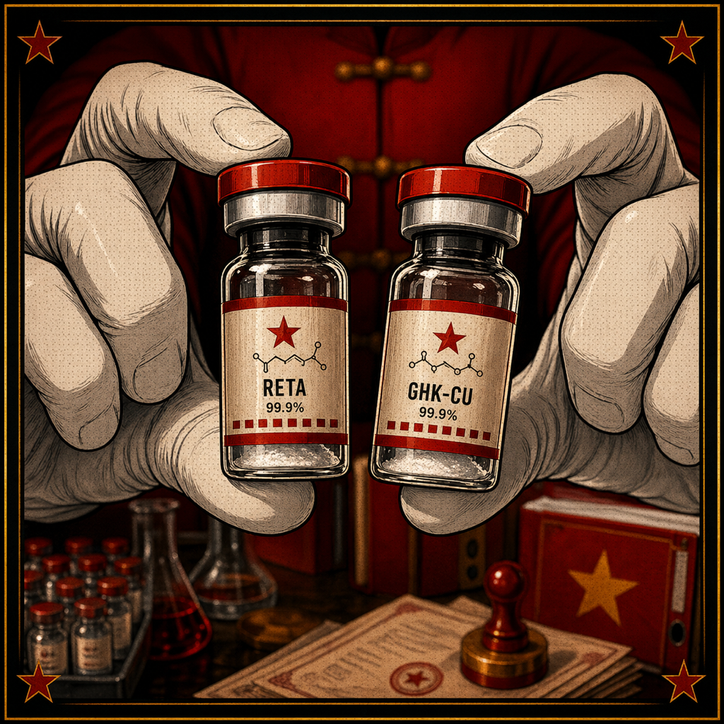 Reta and GHK-CU peptide vials